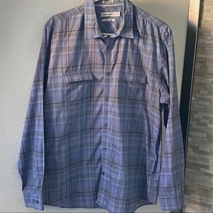 CALVIN KLEIN CLASSIC FIT PLAID SHIRT LONG SLEEVES BUTTON CUFFS SIZE LARGE